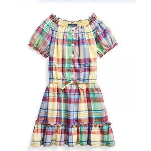 POLO RALPH LAUREN Girls Tiered Madras Dress size 16